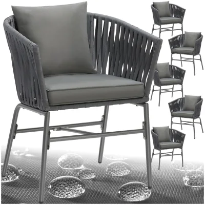 tectake® Stuhlset, Geflecht im Rope-Design, abnehmbare Polyesterbezüge, 60 x 61 x 77 cm