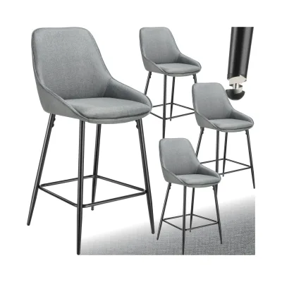 tectake® Thekenstuhl, gepolstert, weicher Bezug, pulverbeschichtete Stahlbeine, 49 x 54 x 100 cm, Belastbarkeit 120 kg