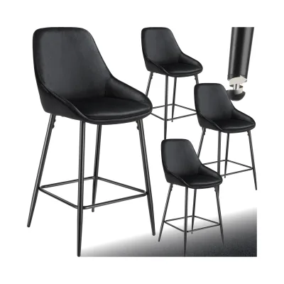 tectake® Thekenstuhl, gepolstert, weicher Bezug, pulverbeschichtete Stahlbeine, 49 x 54 x 100 cm, Belastbarkeit 120 kg