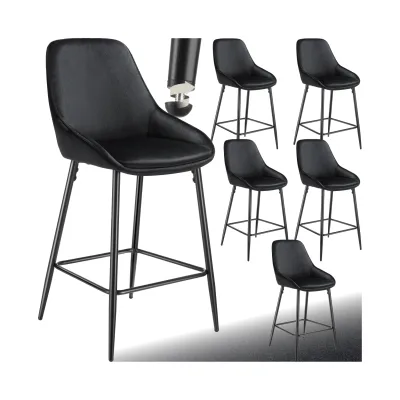 tectake® Thekenstuhl, gepolstert, weicher Bezug, pulverbeschichtete Stahlbeine, 49 x 54 x 100 cm, Belastbarkeit 120 kg