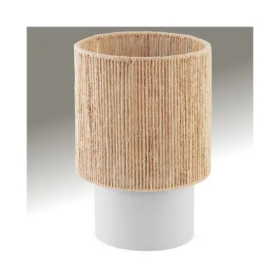 tectake® Tischleuchte, Boho-Stil, Wickeltechnik, 60 W, Schirmgestell aus formstabilem Stahl, Zementfuß mit Schaumstoffschoner, 20,5 x 30,5 cm