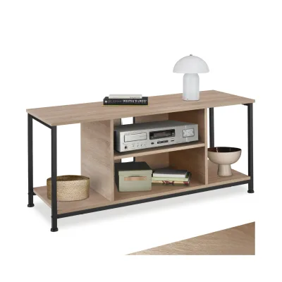 tectake® TV-Regal, Industrial Style, 4 offene Fächer, verstellbarer Einlegeboden und Kabelaussparungen, 110 x 40 x 50,5 cm
