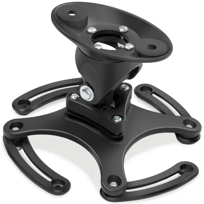 tectake® Universal Beamer-Deckenhalterung aus Aluminium, mit 360° Kugelgelenk, Belastbarkeit 30 kg, Lochabstände 120 - 235 mm