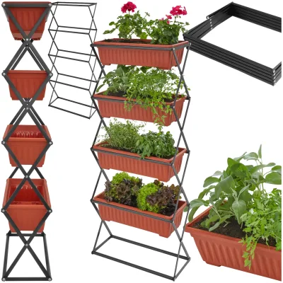 tectake® Vertikalbeet, mit 4 Pflanzkästen, platzsparende, vertikale Anordnung, 52 x 21 x 127 cm