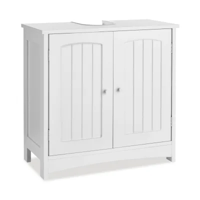 tectake® Waschbeckenunterschrank, 2 geräumige Fächer, 2 leichtgängige Flügeltüren, 62 x 30 x 60 cm