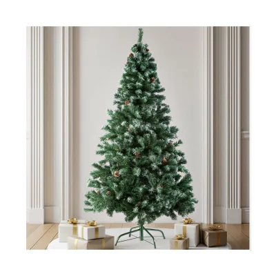 tectake® Weihnachtsbaum, 180 cm, künstlich mit Zapfen, formbar mit viel Volumen, inklusive Metallständer mit Kunststoffkappen