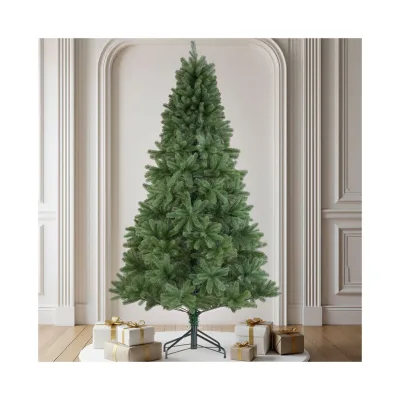 tectake® Weihnachtsbaum, künstlich in Grün, mit Spritzgussnadeln, formbar mit viel Volumen, pulverbeschichteter Metallständer mit Kunststoffkappen