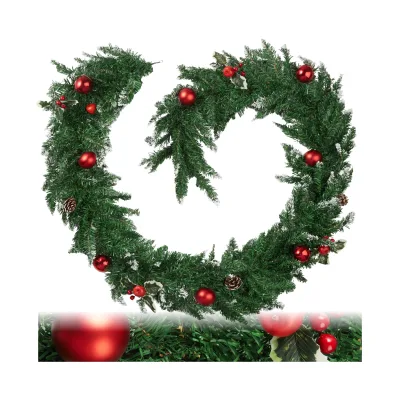 tectake® Weihnachtsgirlande, naturgetreu, 270 cm, 180 Zweige, mit Schlaufe zum Aufhängen