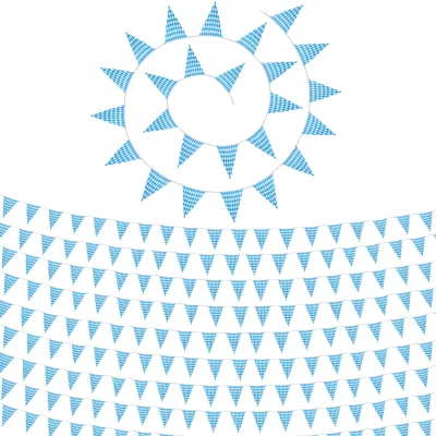tectake® Wimpelkette mit Rautenmuster blau-weiß