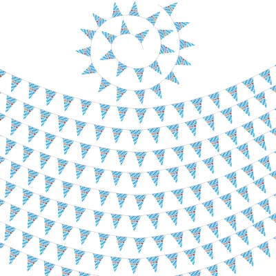 tectake® Wimpelkette mit Rautenmuster blau-weiß und Motiven
