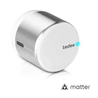 tedee Lock GO 2 Silber Aluminium + EU Adapter (Bluetooth, Matter over Thread)