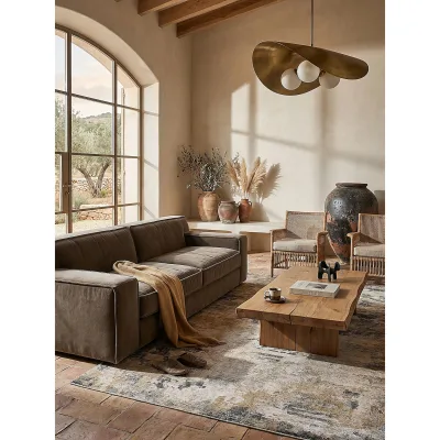 Teppich abstrakt Gelb-Natur 152 x 230 cm - HURST   Kadima Design