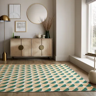Teppich geometrisch Grün-Natur 120 x 170 cm - COQUET   Kadima Design