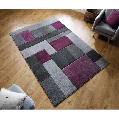 Teppich geometrisch Lila-Grau 80 x 150 cm - NIDD   Kadima Design