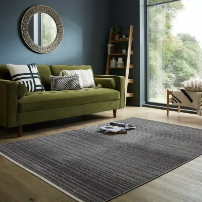 Teppich gestreift Anthrazit 200 x 300 cm - BREDE   Kadima Design