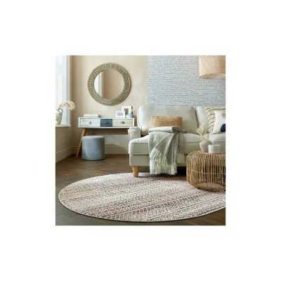 Teppich gestreift Naturfarben Ø140 cm - PERRAN   Kadima Design