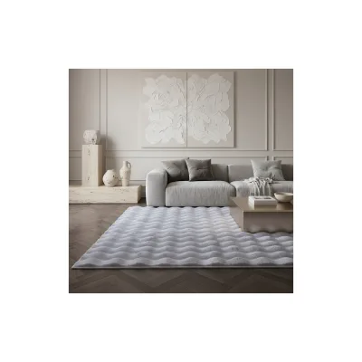 Teppich Hochflor Waschbar NAUDERS in Silber, einfarbig, 140 x 200 cm