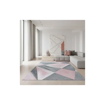 Teppich Kurzflor ANDALO in Rosa, geometrisch, aus Polypropylen, 80 x 250 cm