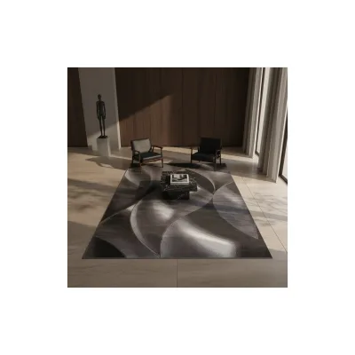 Teppich Kurzflor INN in Braun, mit abstraktem Wellenmuster, 280 x 370 cm