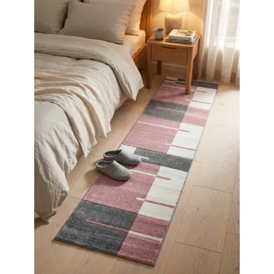 Teppich Kurzflor LATEMAR in Rosa, kariert, 80 x 300 cm