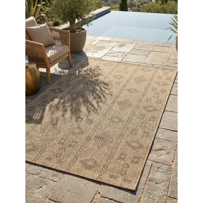 Teppich Outdoor KASBERG in Schwarz, im Vintage-Stil, 140 x 200 cm