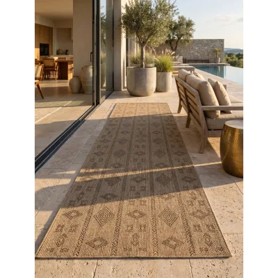 Teppich Outdoor KASBERG in Schwarz, im Vintage-Stil, 80 x 250 cm