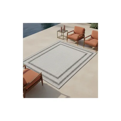 Teppich Outdoor LIRIA in Creme, mit Bordüre, 80 x 250 cm