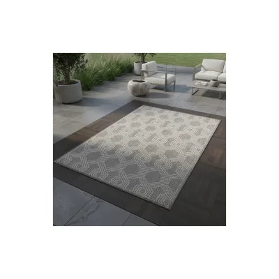 Teppich Outdoor LIRIA in Grau, geometrisch, 80 x 150 cm