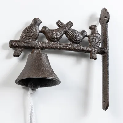 Traditionelle Gusseisen-Türglocke - mit Vögel, ca. 20 x 20 cm