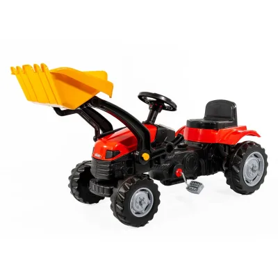 Trettraktor mit Schaufel rot, Kinder Traktor ab 3 Jahre, Traktor zum draufsitzen
