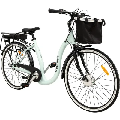 Tretwerk Linea 28 Zoll E Bike Damen Pedelec 3 Gang Nabenschaltung Elektro FahrradCitybike retro Tiefeinsteiger