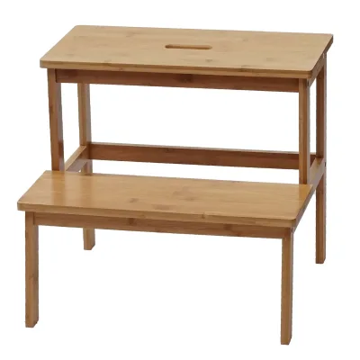 Tritthocker MCW-B87, Stufenhocker Trittbank Holzhocker, Bambus 43x47x38cm