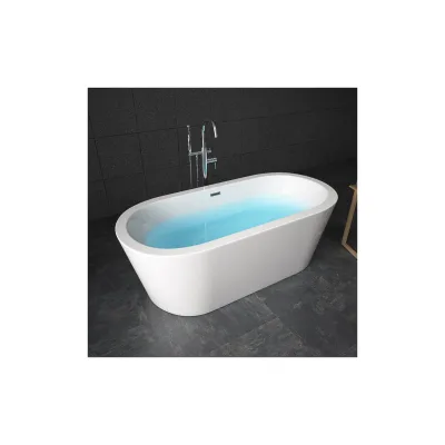 TroniTechnik® Freistehende Badewanne PIPERI Maße ca. 168 x 80 x 60cm Wanne - Füllmenge 210 Liter, aus Acryl mit Siphon