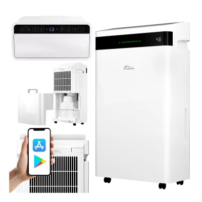 TroniTechnik® Luftentfeuchter TT-EF 04.1, WiFi steuerbar, 20 l/24h, 5,5 l Tank, Kompressor, Auto-Swing, Timer, Farb-LED, Ionisator, für Räume bis 30 m²