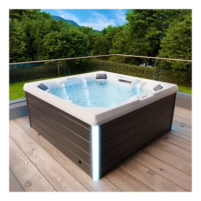 TroniTechnik® Outdoor Whirlpool Spa TORCELLO 210cm x 210cm mit Heizung, Hydromassage, Farblicht