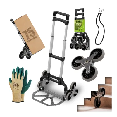 TroniTechnik® Sackkarre Handkarre klappbar, Transportkarre bis 75kg, Klappwagen für Treppen - Sternrad, höhenverstellbar