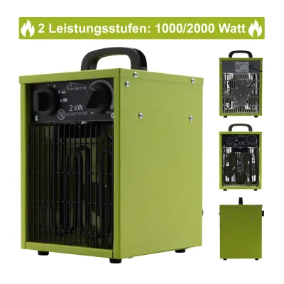 TroniTechnik® TT-EIH-152 Heizgerät Heizlüfter Heizung 2.000 Watt, Tragegriff, Stahl, stufenloses Thermostat, 2 Heizstufen