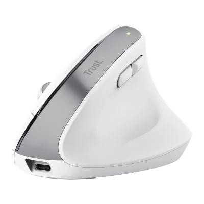 Trust Bayo+ Ergonomische kabellose Maus für mehrere Geräte, Weiß (25399)