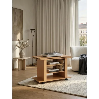 TV Board – Buche drehbar rollbar 75x38x51 cm