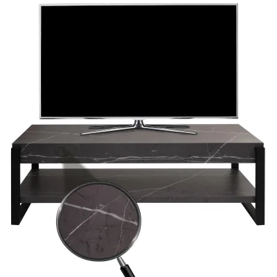 TV-Rack MCW-L53, Fernsehtisch Lowboard TV-Tisch, Metall 42x120x44cm ~ Marmor-Optik grau