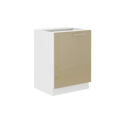 Unterschrank 60 Lara Cappuccino Hochglanz + Weiß Küchenzeile Küchenblock Küche