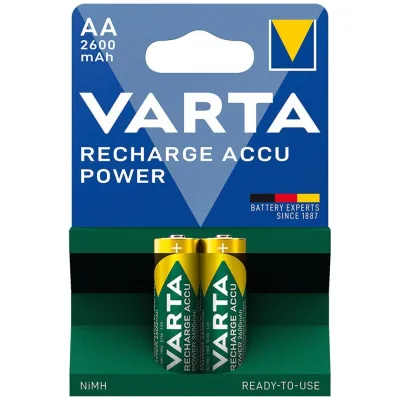 VARTA Batterie Recharge Accu Power AA, 2600 mAh, NiMH, 2er Blister