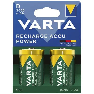 VARTA Batterie Recharge Accu Power Mono D 2er Blister NiMH Kapazität 3000 mAh