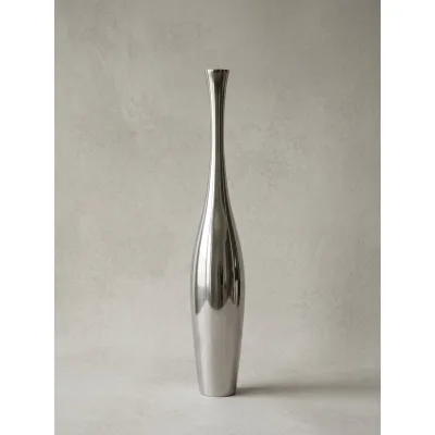 Vase Aluminium Modern Stil 75 cm hoch Silber S-Form für Einzelblumen