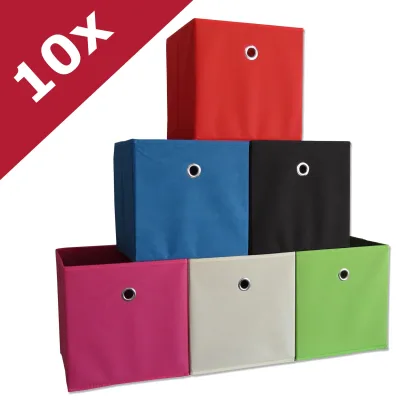 VCM 10er Set Faltbox   Klappbox Stoff Kiste   Faltschachtel   Maße ca. H. 28 x B. 27 x T. 27 cm   Regalbox - Boxas