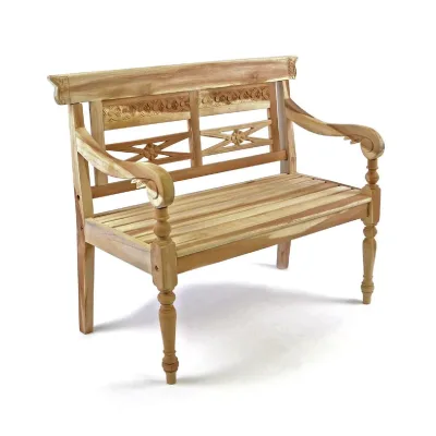 VCM 2-Sitzer Kinderbank Gartenbank   antik   hochwertig Teak Holz natur   Maße L. 80cm x B. 40cm x H. 64 cm