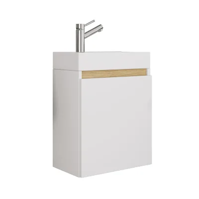 VCM 2 tlg. Badschrank mit Waschbecken für Gäste-WC, Hängeschrank mit Softclose-Tür, Waschplatz platzsparend, Maße: H. 55 x B. 41 x T. 22 cm, Cosila
