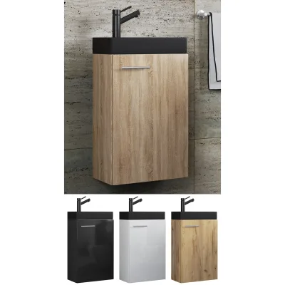 VCM 2-tlg Set   Waschplatz für Gäste WC   Gästebad Toilette   Waschtisch   Badmöbel Badezimmer Set – Slito-BL