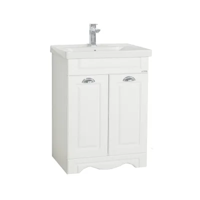 VCM 2-tlg. Waschplatz   Waschtisch Breite 60 cm   Badmöbel Set mit Landhaus Styl   Waschbecken aus Keramik   Landhaus Casalo