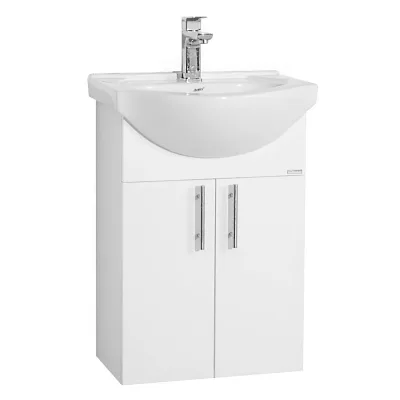 VCM 2-tlg. Waschplatz   Waschtisch Unterschrank 55 cm   Badmöbel Set mit Waschbecken   Komplett set mit Drehtüren Lisalo